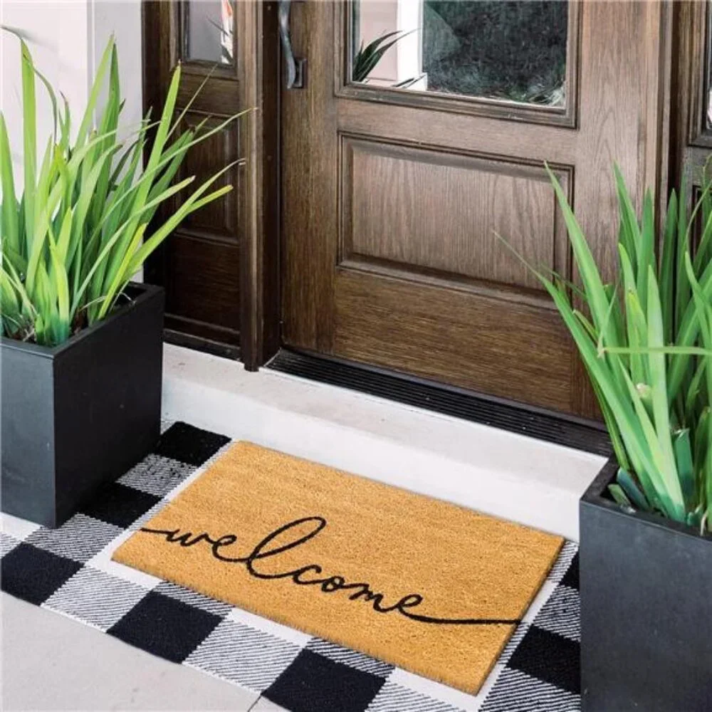 Door Mat – Coir Doormat for Outdoor Entrance, Durable Welcome Mat with Non-Slip